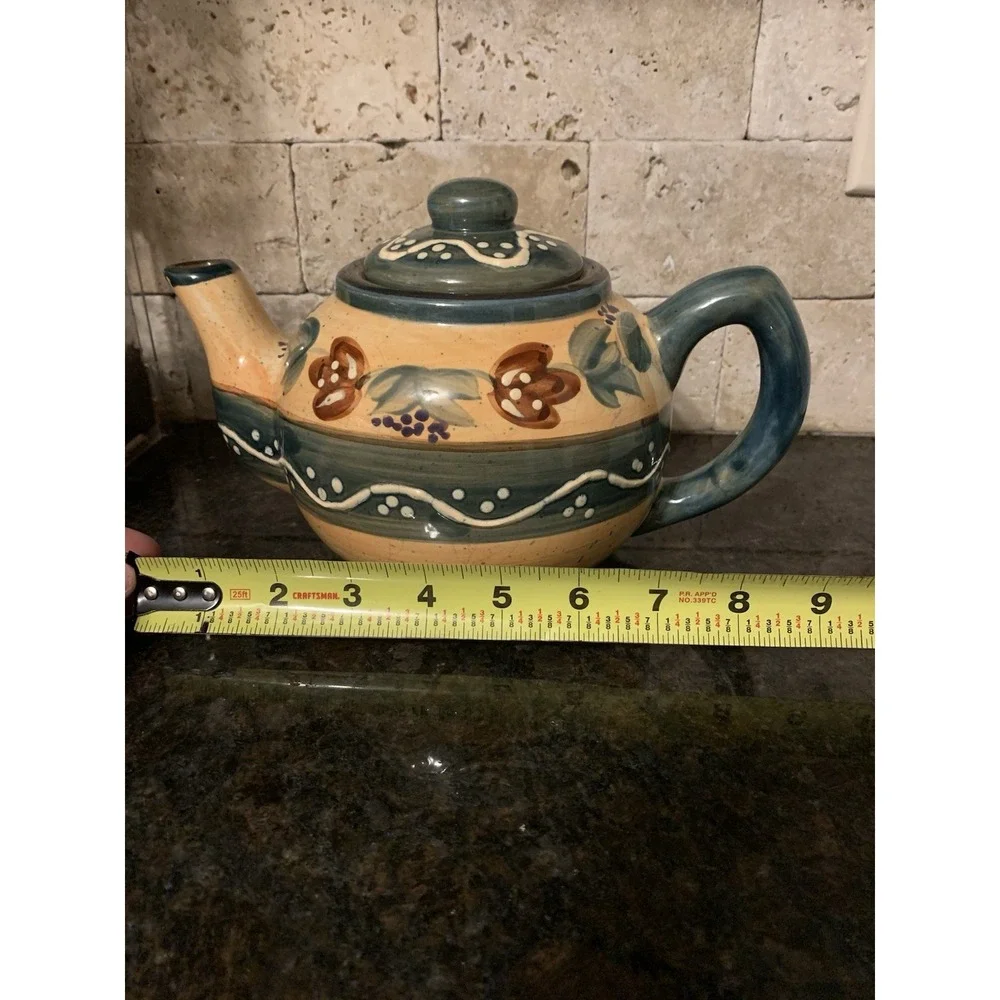 Avignon Hand Painted Provence Ceramic Floral Teapot w/ Lid, 6 Cup 48 oz